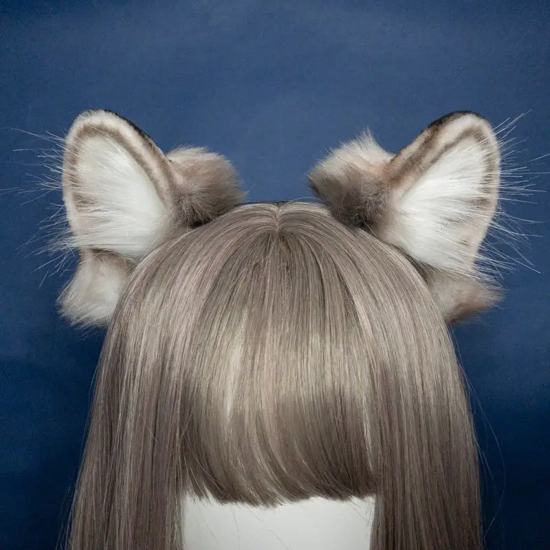 Sneeuwluipaard oren beest oren hoofdtooi Lolita handgemaakte schattige cosplay haarspeld kc hoofdband dual-purpose origineel