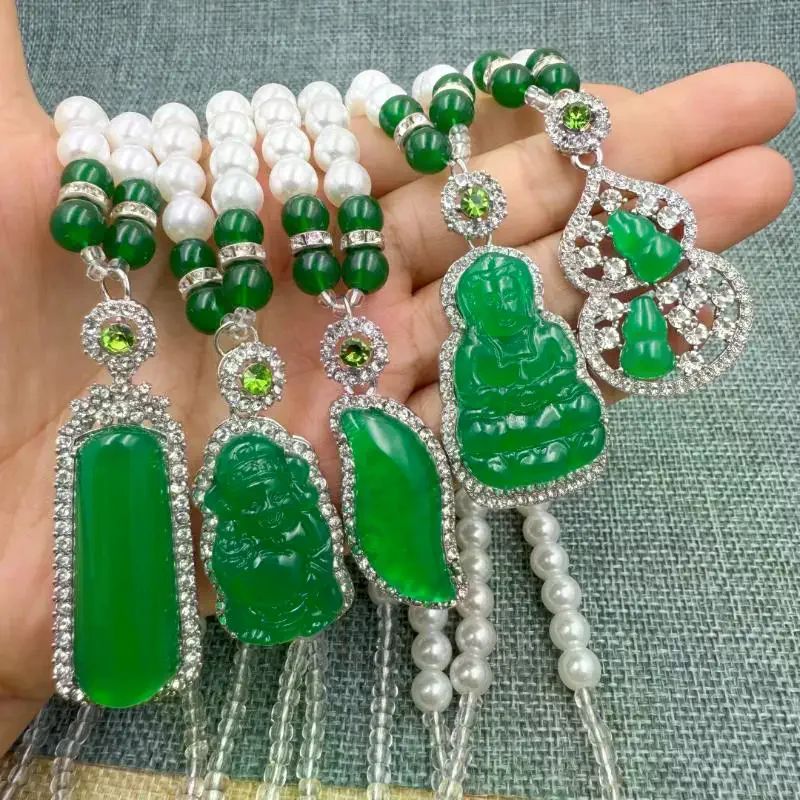 Chinese Style Pearl Guanyin Buddha Necklace Pendant Exquisite Versatile Sweater Chain Fashion Jewelry Mother's Day Gift