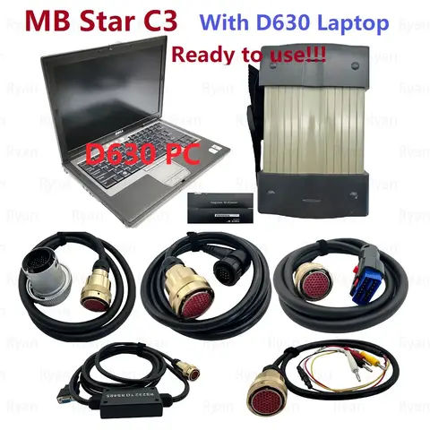MB STAR C3 For Benz Diagnostic Car Truck Diagnosis Tool C3 multiplexer With D630 Laptop MB C3 With SSD Software Full kit