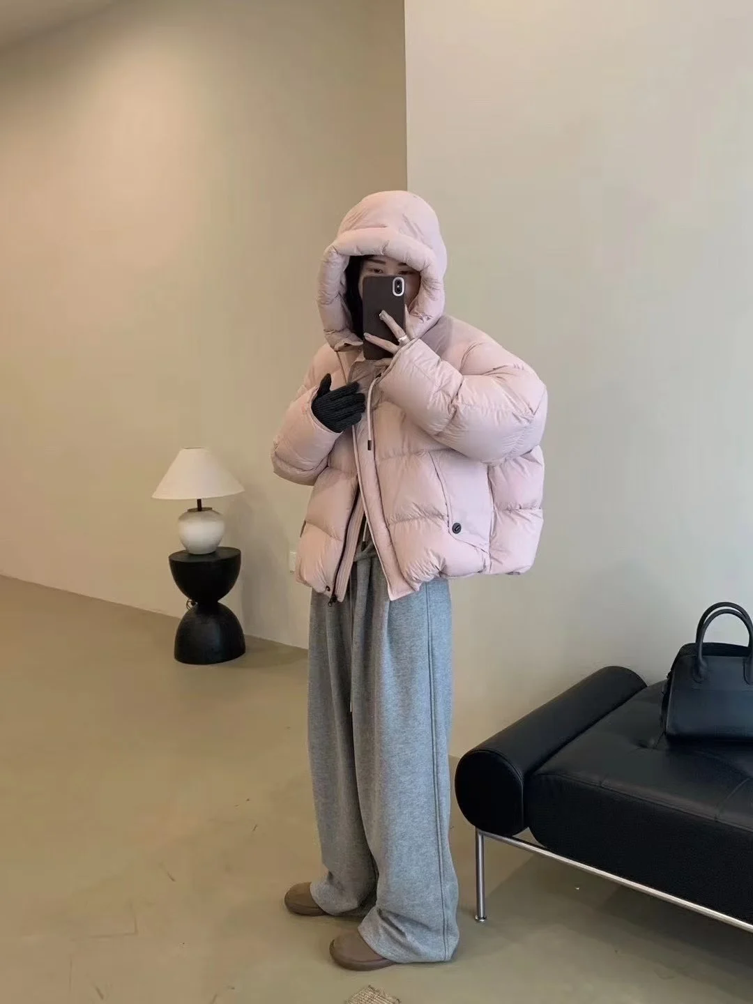 الشتاء الرباط مقنعين بطة بيضاء أسفل سترة الإناث الصلبة سستة الدافئة الخبز أبلى المرأة فضفاضة باركر أسفل سترة #4