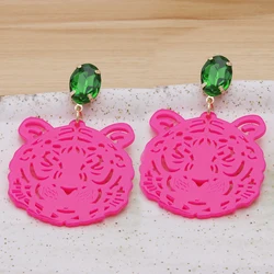 Summer Color Contrast Transparent Drop Tiger Head Earrings Resin Large Long Brinco Ear Accessories Oorbellen Christmas Gift