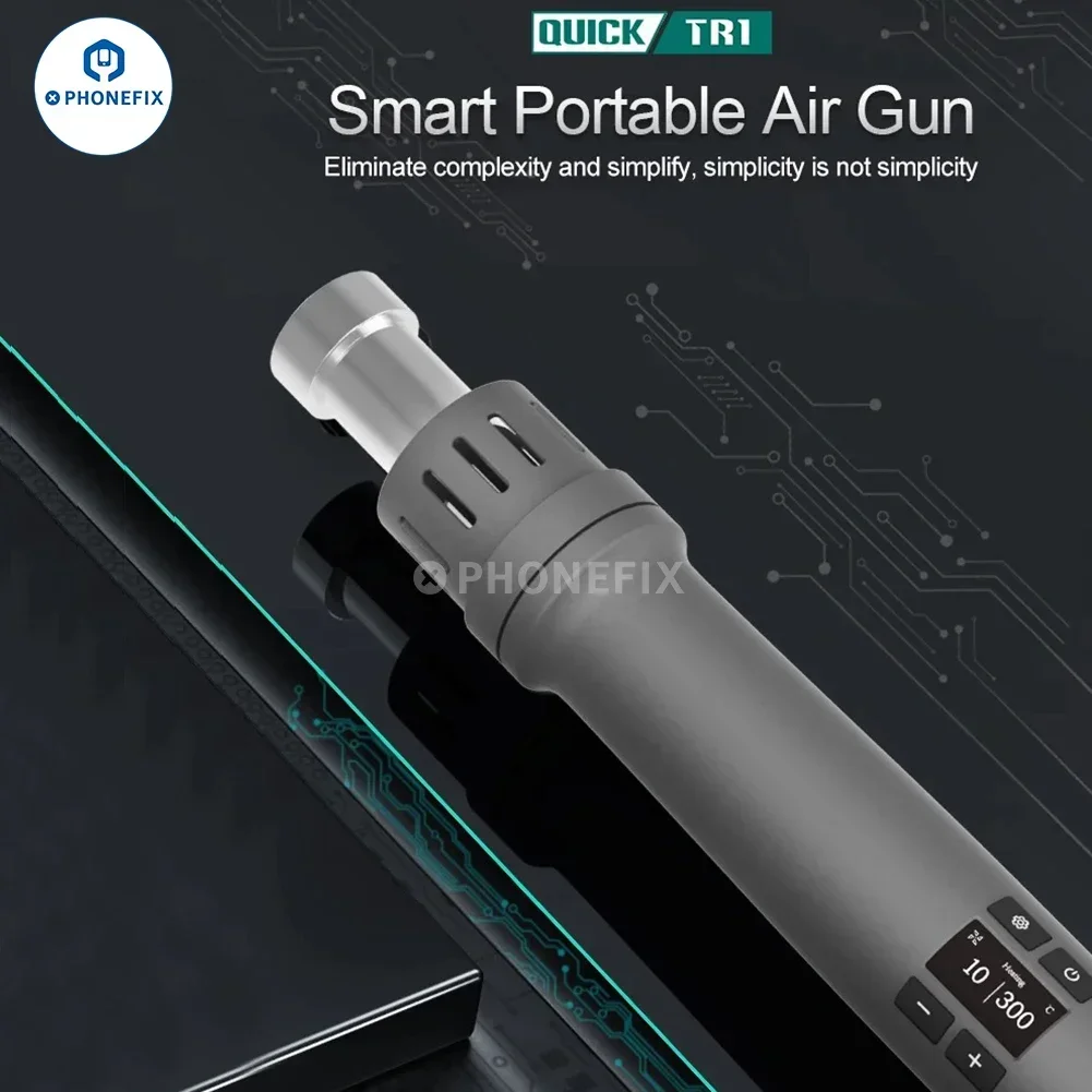 Imagem -02 - Quick-portátil Hot Air Gun Caneta Retrabalho Bga Display Digital para Telefone Pcb Chip Smd Ferramenta de Reparo de Solda Tr1 60.000 Rpm