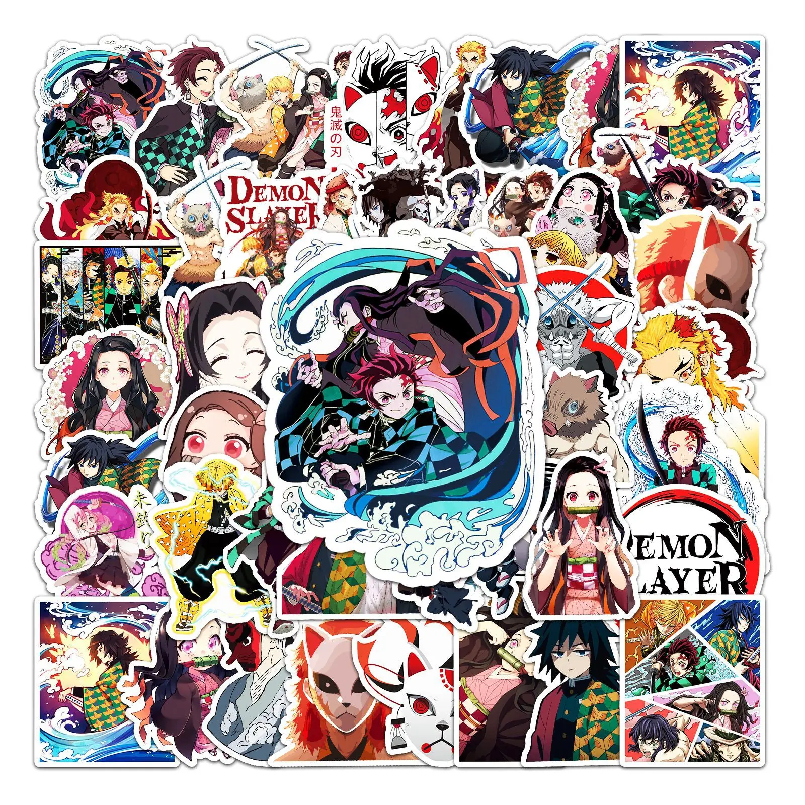 10/30/50 Niedliche Cartoon Anime Demon Slayer Aufkleber Dekoration Laptop Handy Koffer Notizbuch Etiketten Schreibwaren Wasserfeste Aufkleber