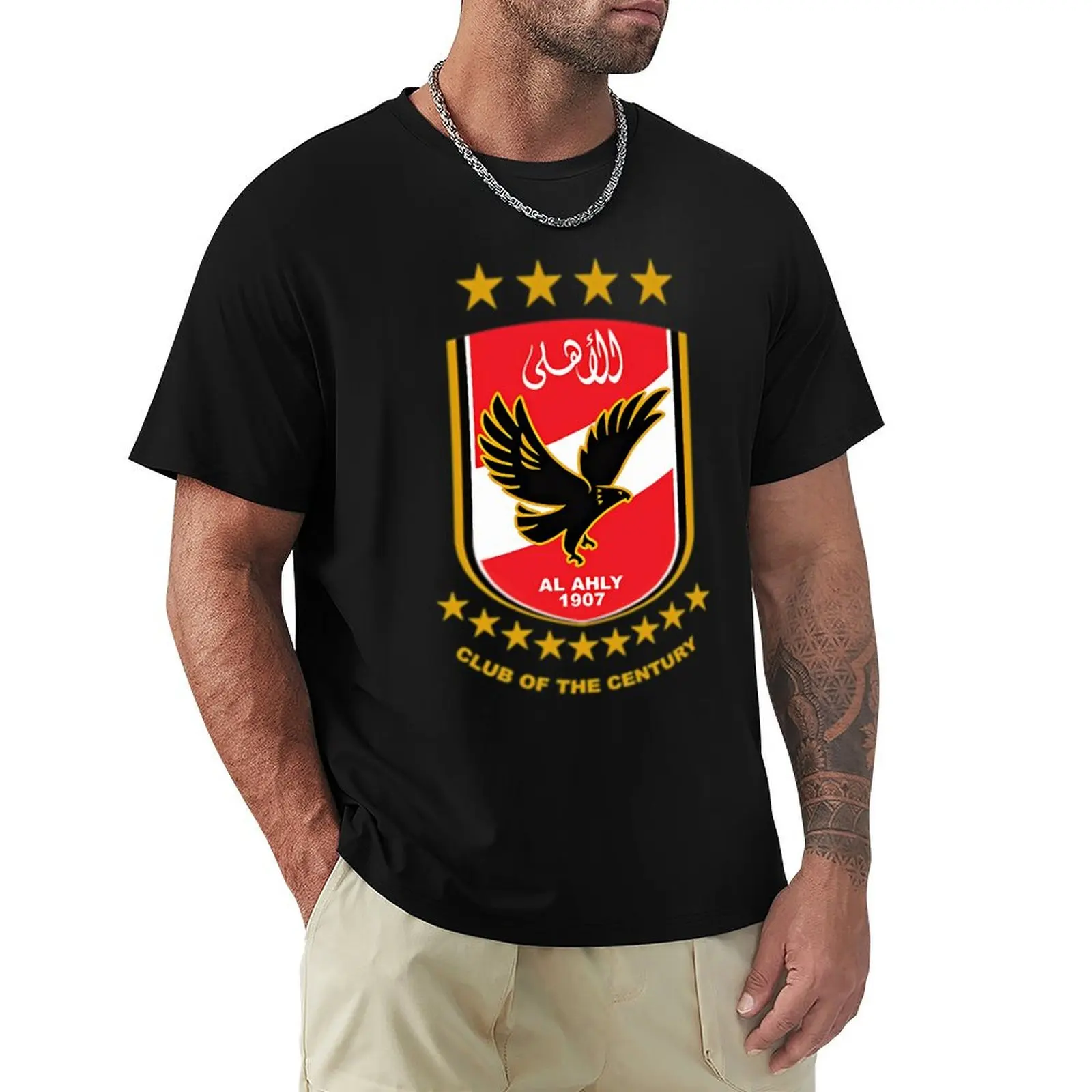 

Al-Ahly Football Club New 9 Stars Logo T-Shirt designer shirts valentines clothes Men's cotton t-shirt