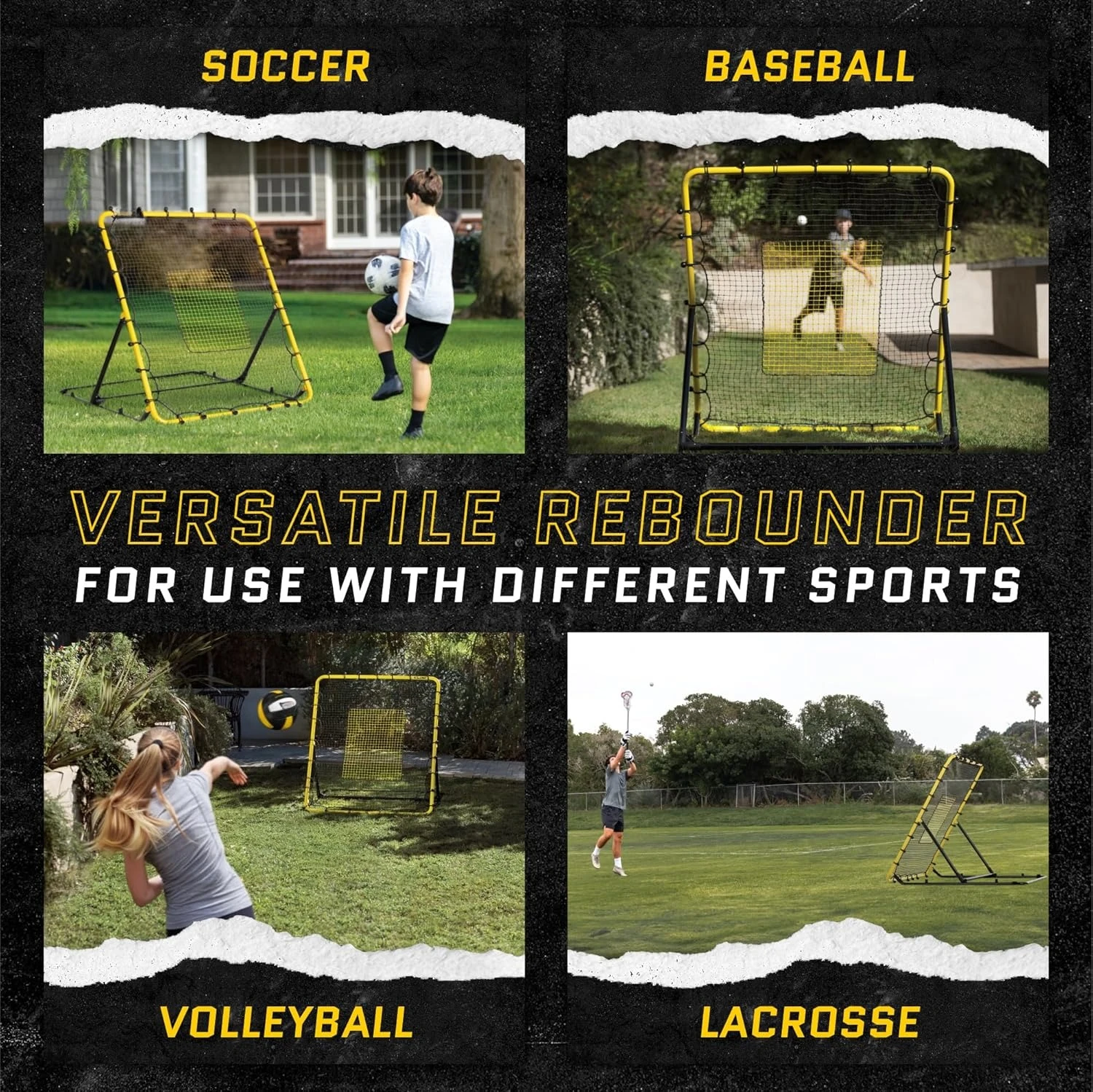 

Trainer - Baseball, Softball & Volleyball Rebounder Net. Enhanced Solo Fielding Practice for Skill Development. High-Performance Multi-Sport, Portable, 3 Ball Return Angles, 4x4.5 Feet