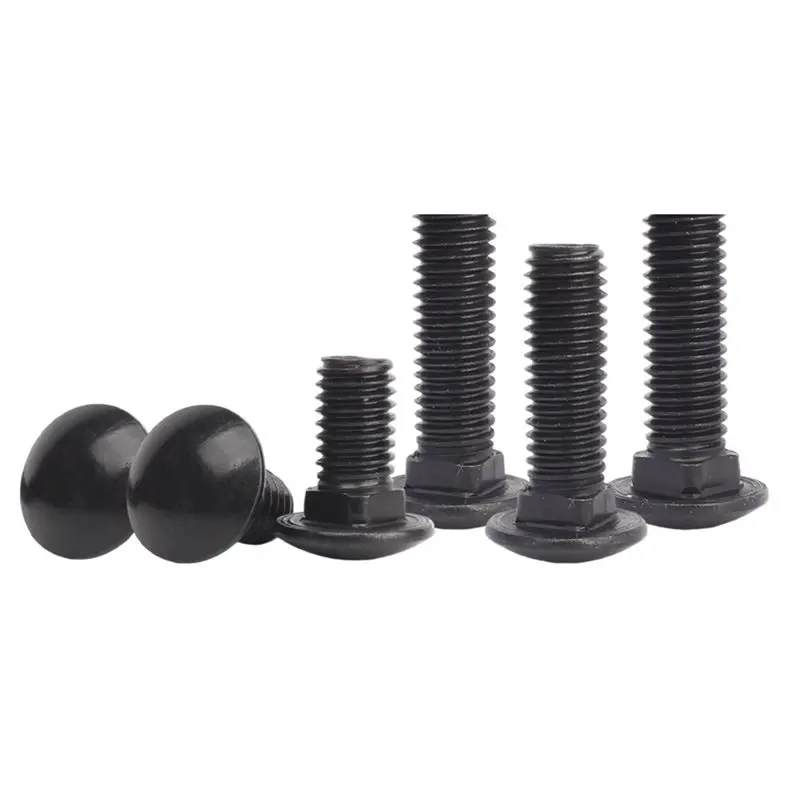 KYCOR-Round Head Square Neck 304 Stainless Steel Carriage Bolt Screws- M5 M6 M8 Sizes, Length 50Mm Black M8
