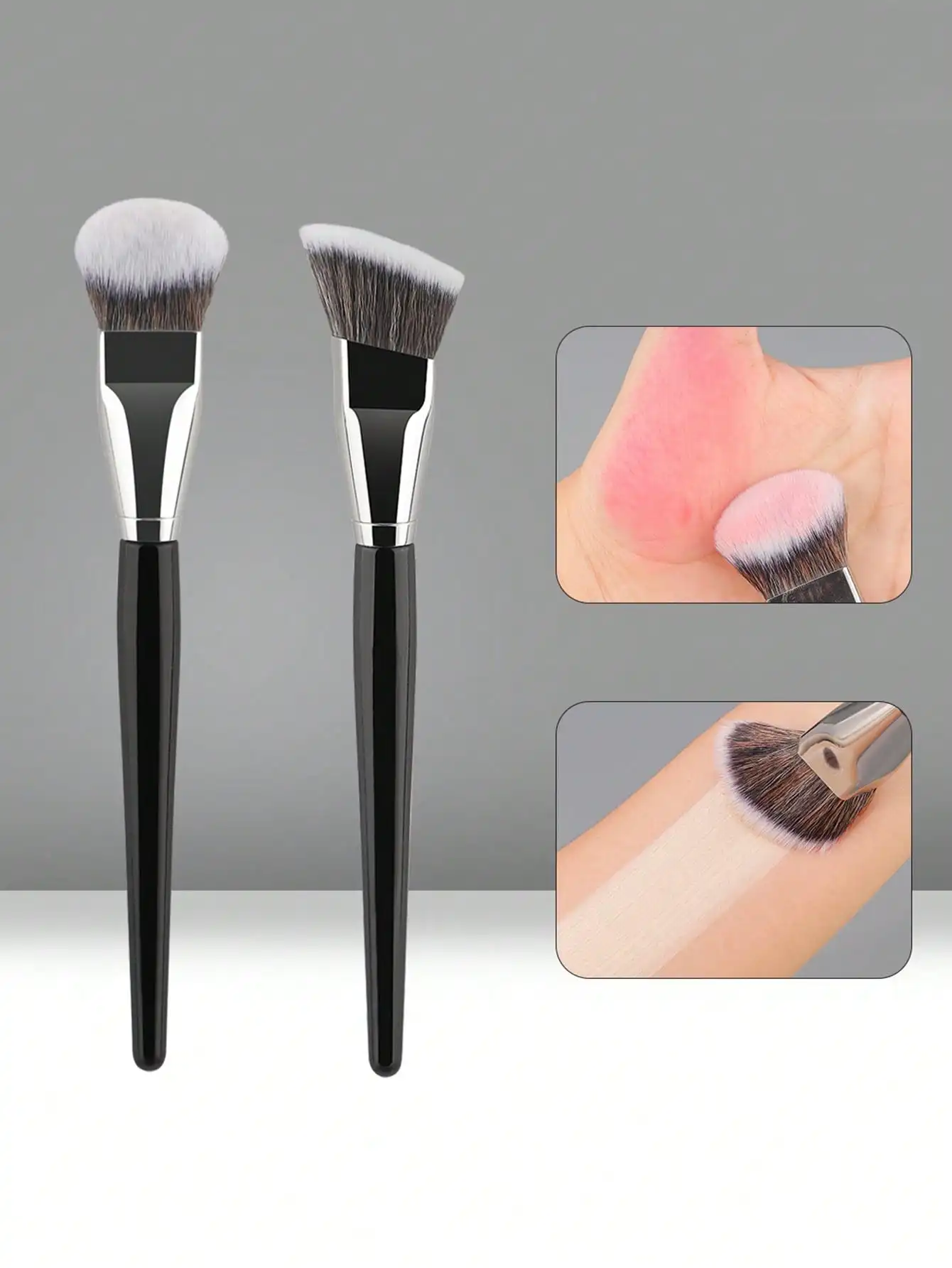 1pc Angled Head/Flat Angled Makeup Brush, Angled Face Blush Brush Design Fits Facial Contours, Creates Seamless Clear Makeup