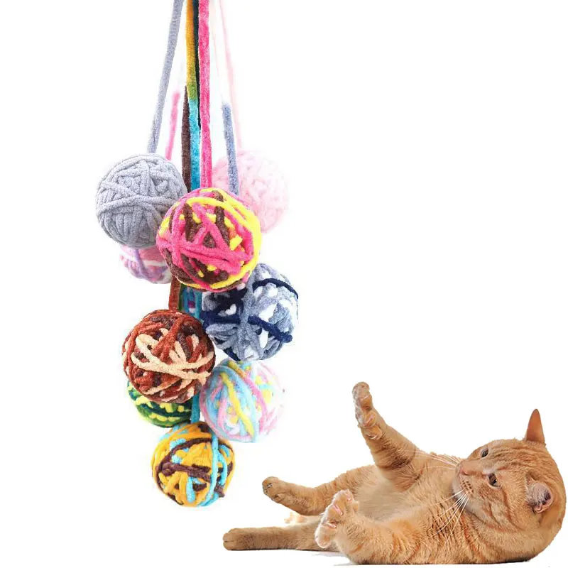 

Cat Toys Ball Woolen Cat Yarn Ball with Bell Inside,Safe Teeth Cleaning Chew Toy Cute Funny Cat Ball Toy Fit for All Breeds