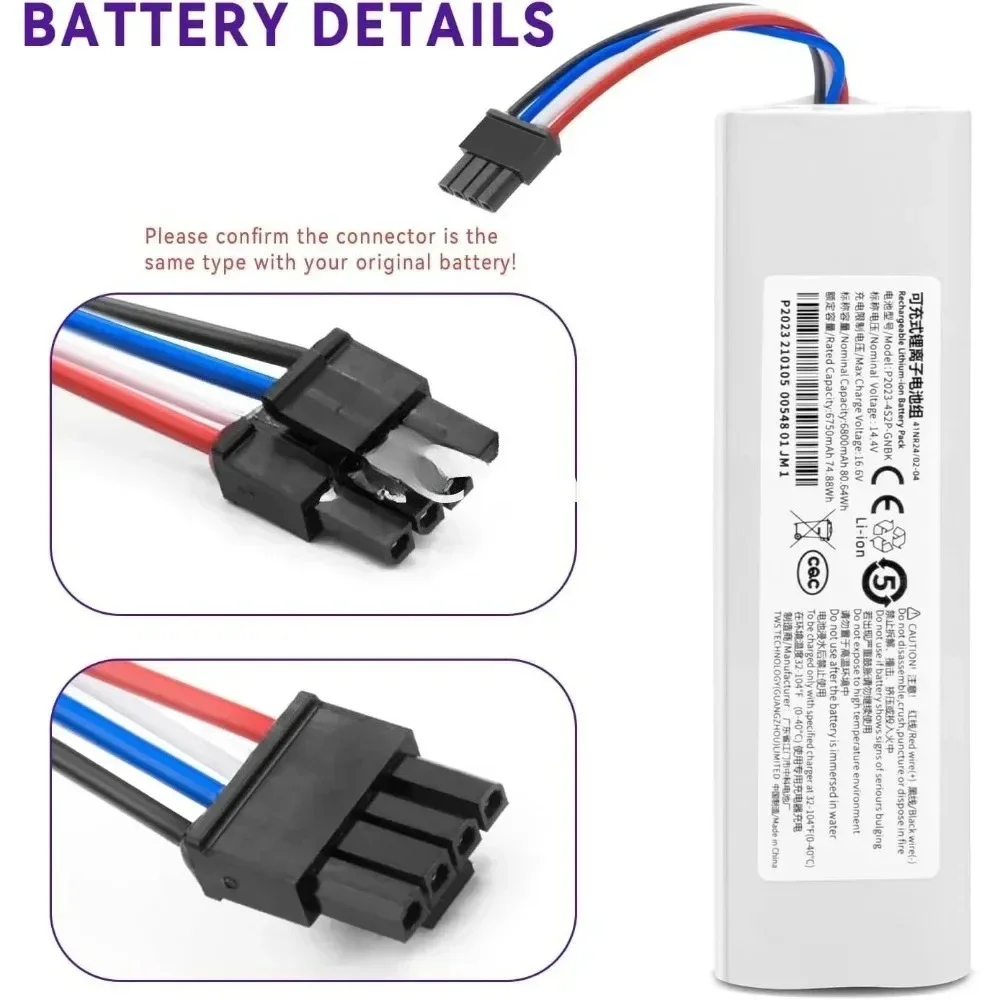 14V 12800mAh P2008-4S2P-MMBK Replacement Battery For Dreame F9 D9 L10 Pro Plus RLS3 RLS5 RLS5L RLS5D Accessories Parts