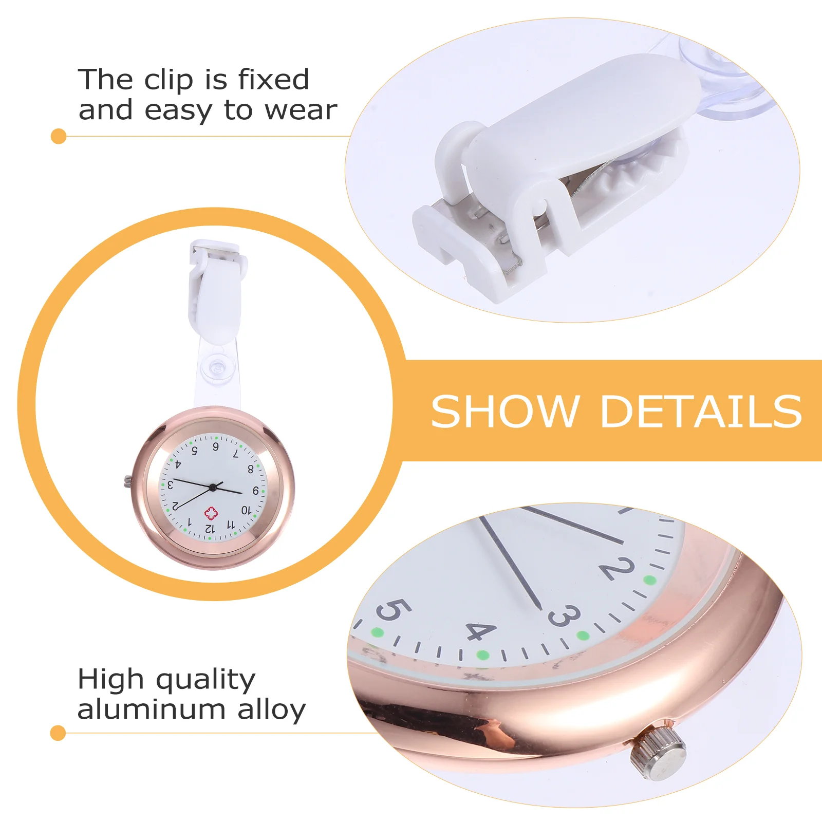 Nurse Pocket Watch Clip On Clear Numbers Accurate Timing Fashion Golden Women Medical Field Gift Staff