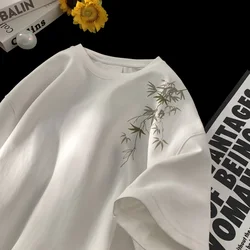 Men's Oversized T-shirts White Cotton T Shirt 5XL for Men Casual Summer Wear Fashion Leaf Print Tee Shirts Men Clothing