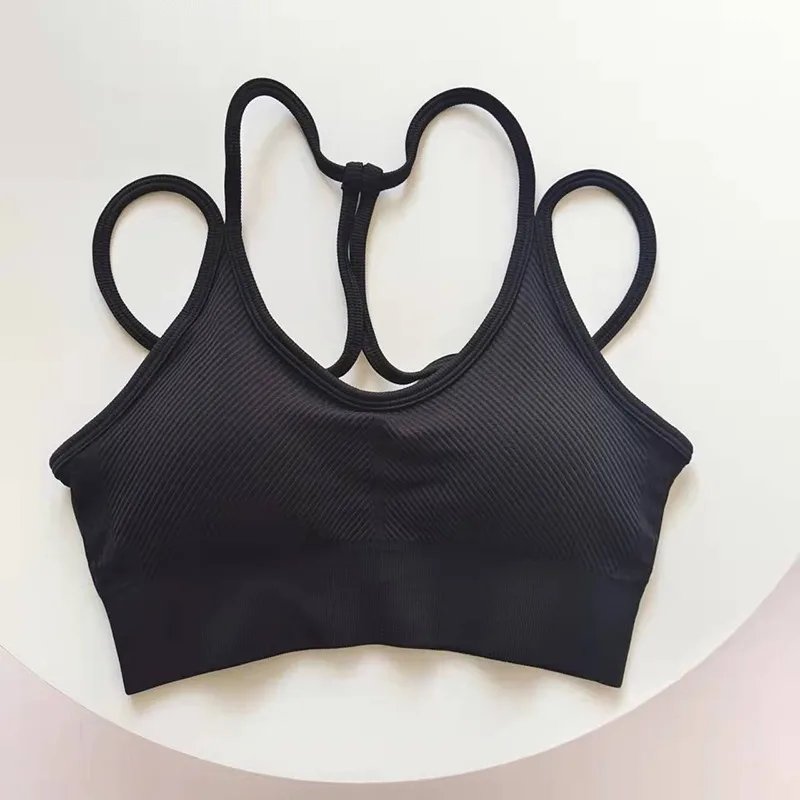 Seamless Criss Cross Back Sports Bra, Padded Yoga Bra for Women, Breathable Workout Crop Top (Multi-Pack) Ropa Para Mujer 3