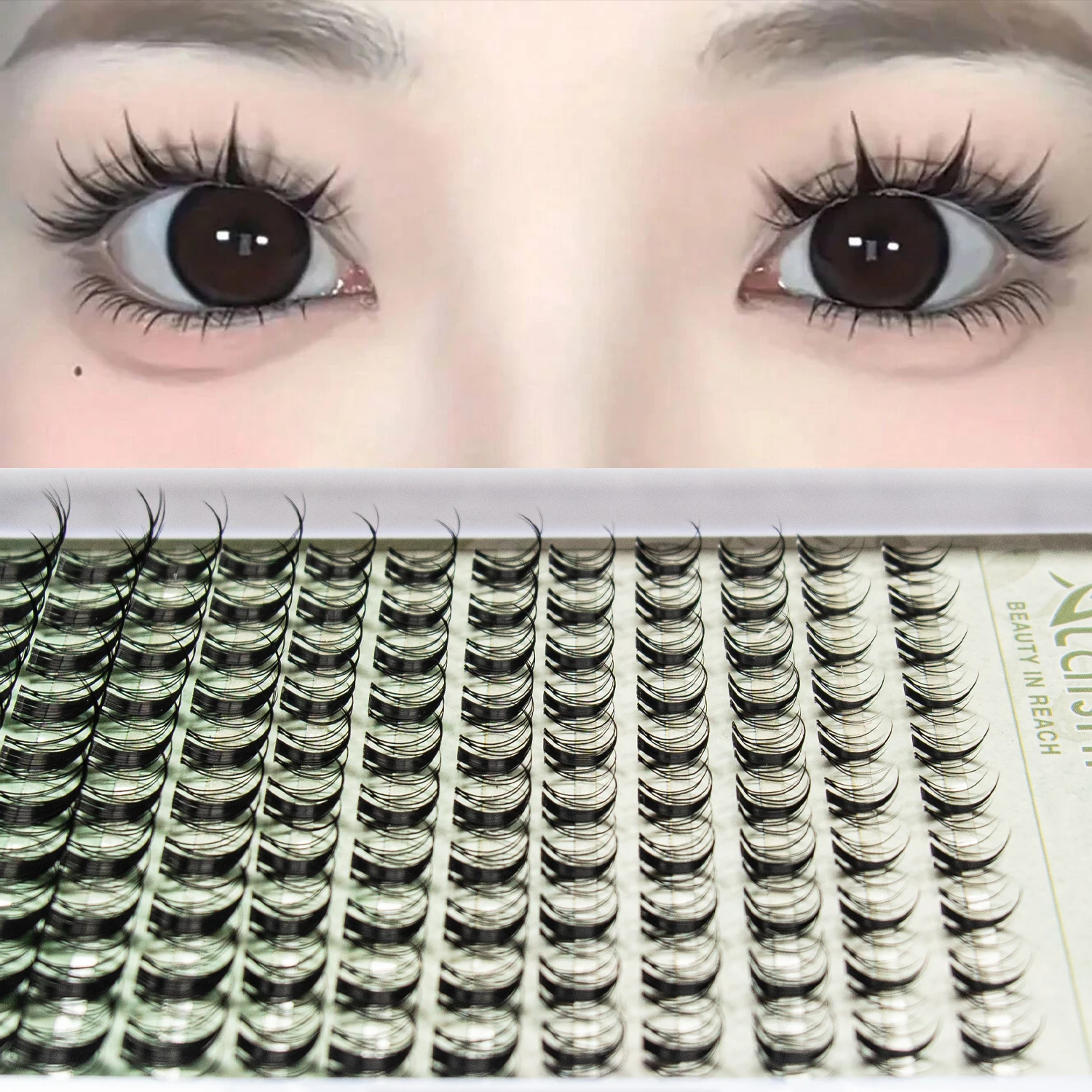 تخصيص DIY العنقودية جلدة العلامة الخاصة مروحة رمش تمديد DIY العنقودية لاش كيت مع السندات والختم