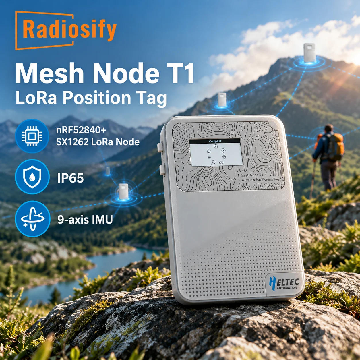 Heltec Mesh Node T1 LoRa Device nRF52840 SX1262 IP65 Protection UC6580 GNSS BLE Real-time Tracking Support MeshCore Meshtastic