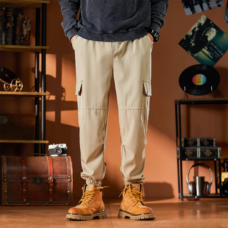 Men's Cotton Sport Joggers Cargo Pants  American Outdoor Pocket Sweatpants Daily Hip-hop Trousers Fashionable Men's Clothing New