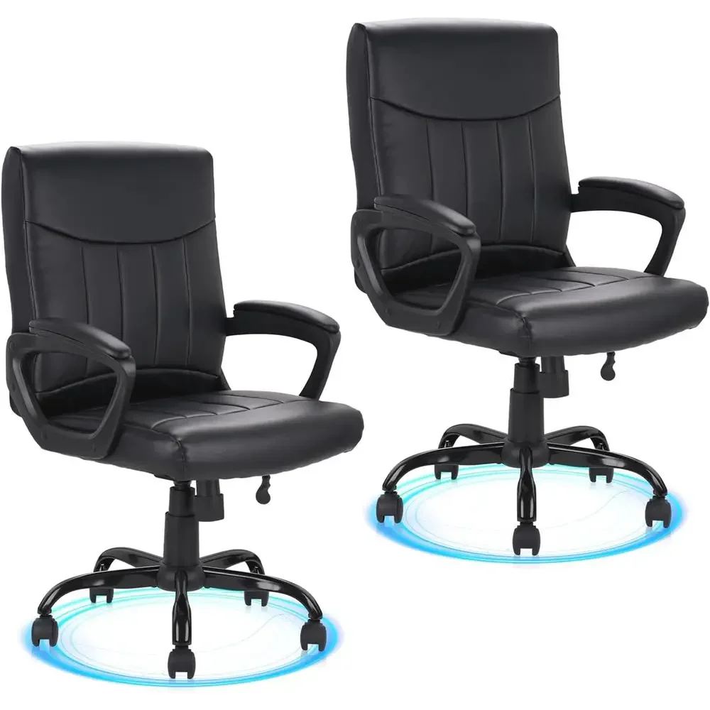 Ergonomic Swivel Desk Chair with Lumbar Support and Padded Armrests, Ideal for Home or Office, Black, 2-Pack