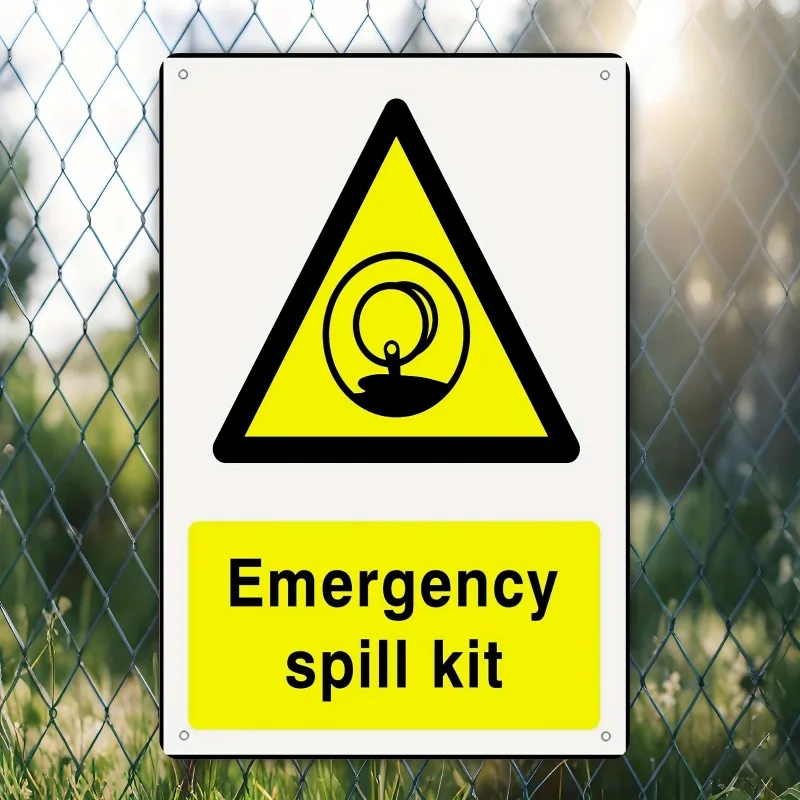 Spill Station Sign Emergency Spill Kit Sticker CHEM0088 20x30cm Aluminum Metal Decorative