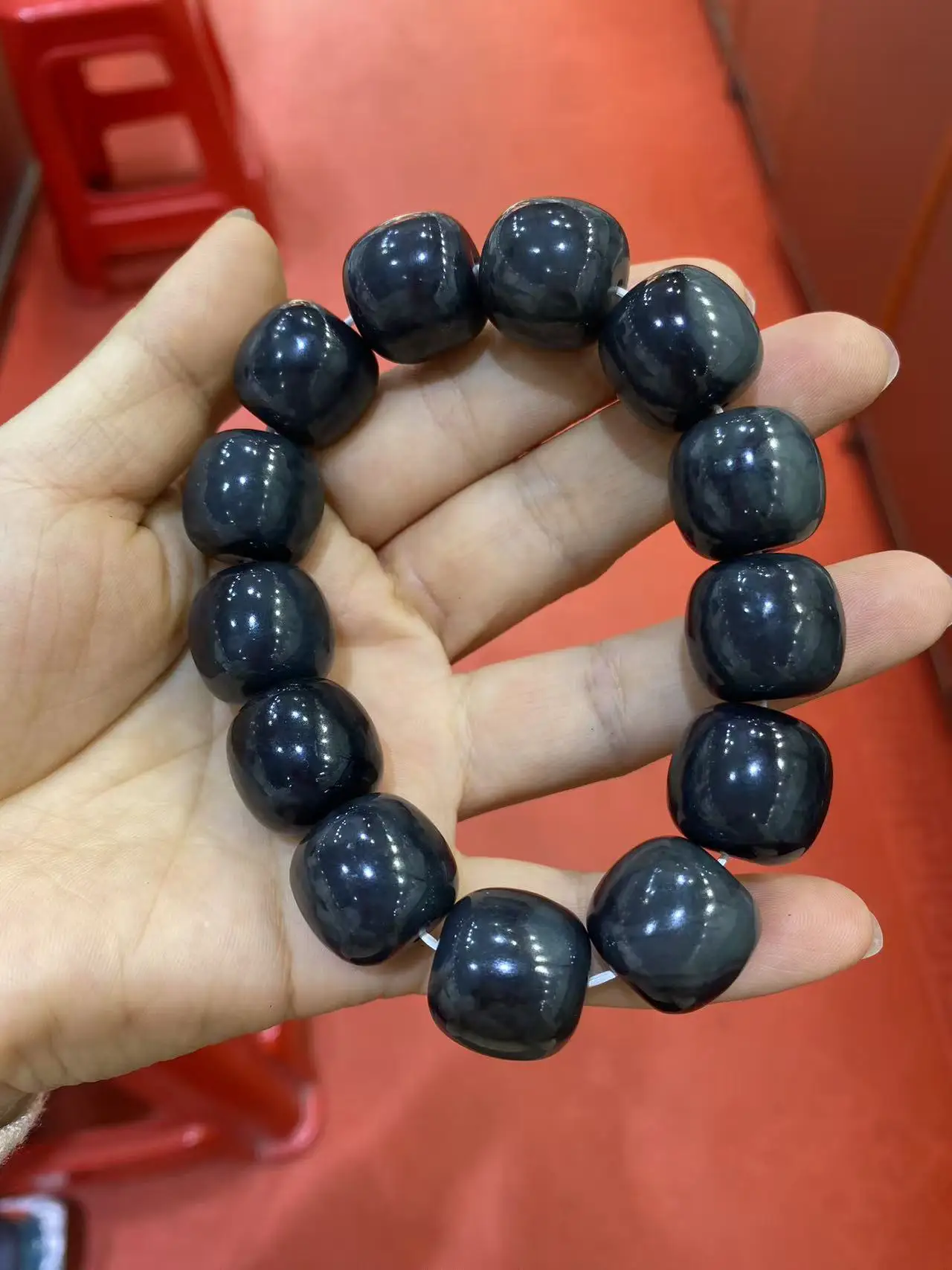 authentication Natural Hotan Jade Blue and White Bead Bracelet for men and women's jewelry accessories gift bead bracelet view 5