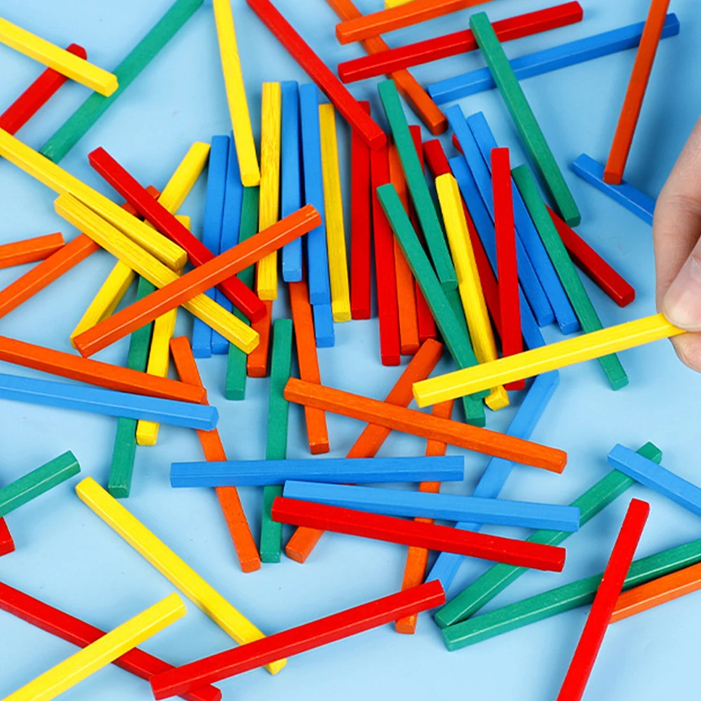 100 Uds. Varillas de conteo, varillas aritméticas, juguetes matemáticos de madera brillante, bloques de construcción educativos para niños en edad preescolar y guardería