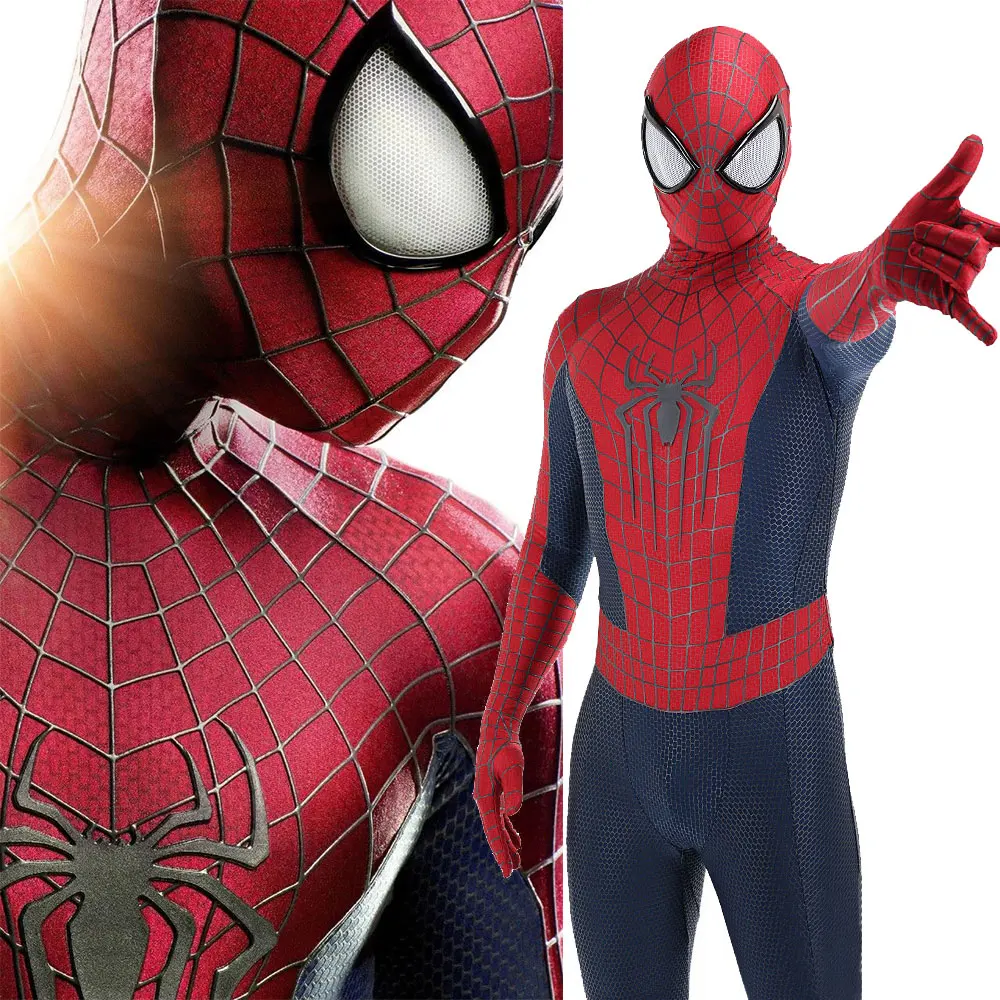 3D LOGO The Amazing Spiderman Cosplay TASM1 Costume Superhero Spandex Zentai Bodysuit Garfield Amazing Outfits Halloween Costume