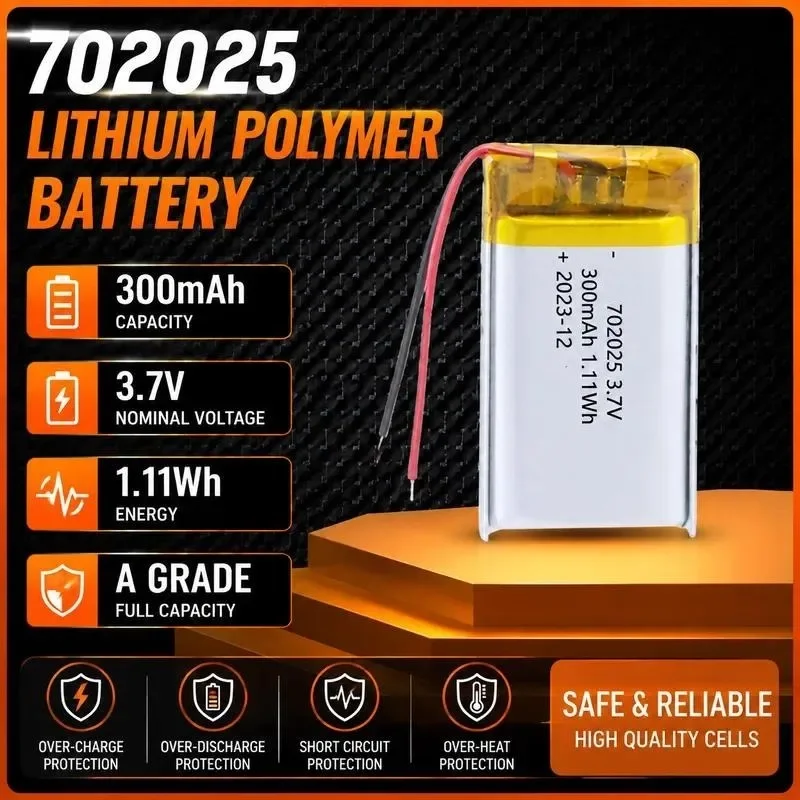 [New] 100pcs 702025 Polymer lithium battery 300mAh reading pen, beauty instrument Bluetooth speaker 3.7V KC certification