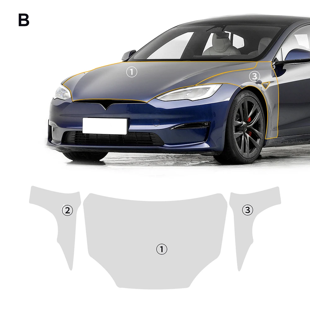 

For Tesla Model S 2021 2022 2023 2024 TPU Car Bumper Paint Protection Film Scratch Prevention Transparent Bra PPF Decal Kit