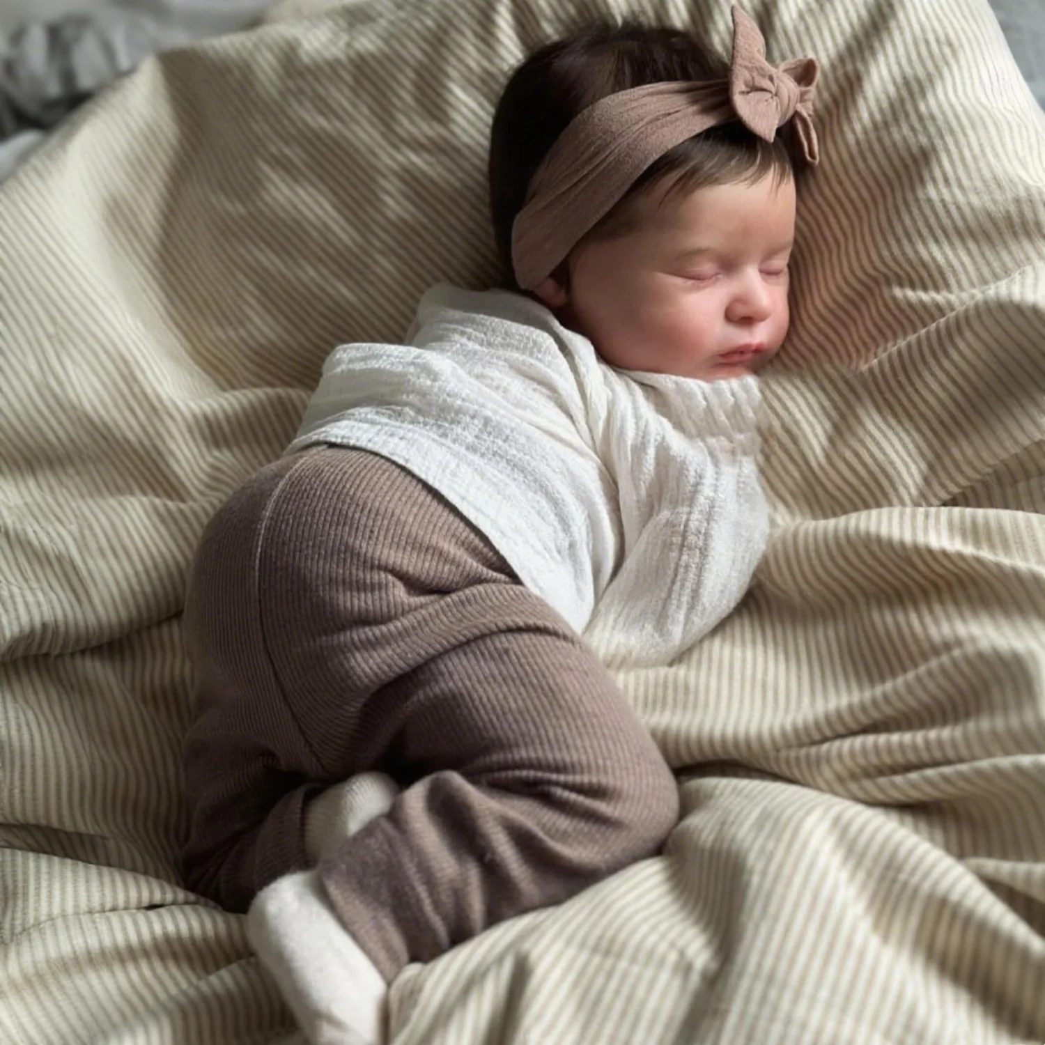

50 CM Reborn Baby Sleeping Doll Toy with Soft Cloth Body Lifelike Doll 3D-Paint With Visible Veins Collectable Doll Gift