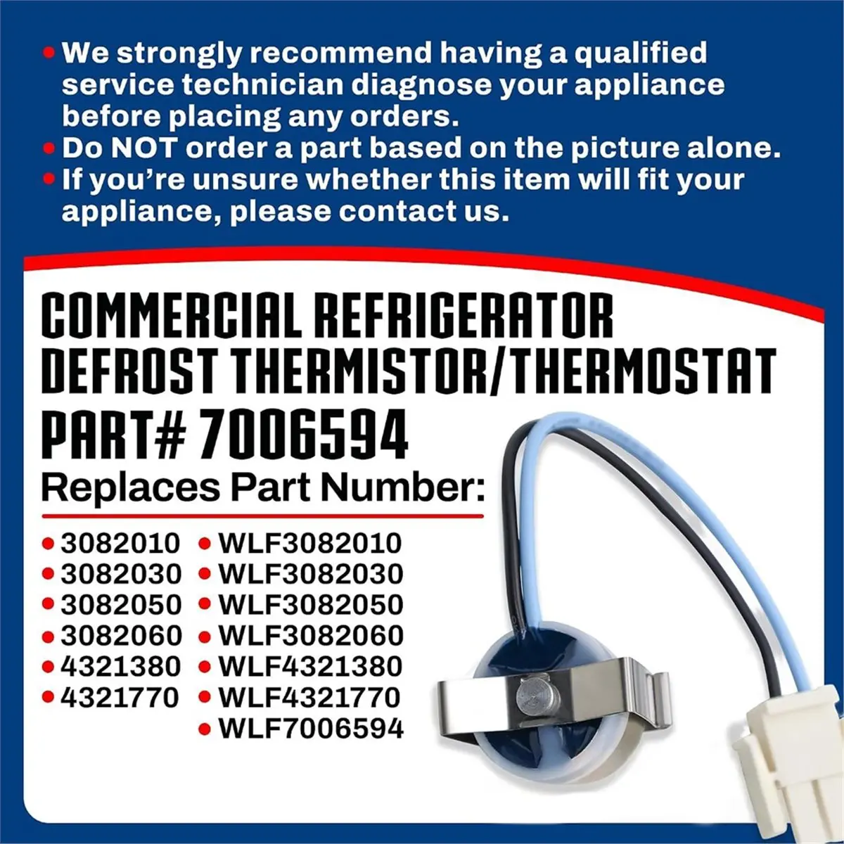 Upgraded Refrigerator Defrost Thermistor/Thermostat 55 Svce Part 7006594-Replacement & for Some Refrigerators