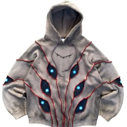 

Новая толстовка с капюшоном Anime Eyes Haome, свободная универсальная спортивная толстовка с капюшоном, повседневная мужская толстовка свободного покроя Long Sve