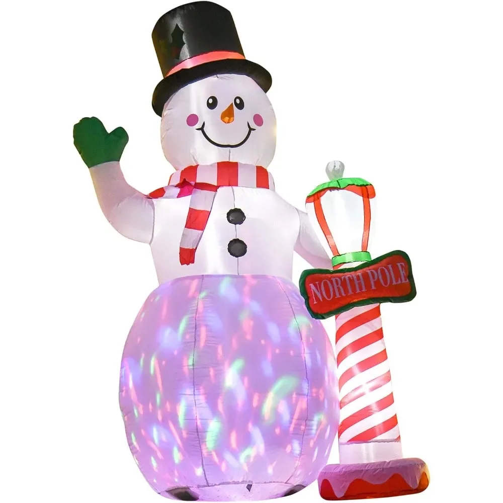 8ft Christmas Inflatable Snowman Outdoor Patio Decoration, Winter Christmas Snowman with Lighthouse with LED Lights,