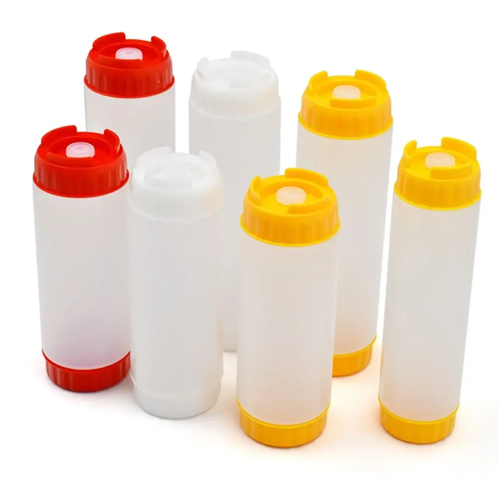 

Double Head Squeeze Sauce Bottle 16oz 20oz 24oz In First Out First Squeeze Bottles Large Capacity Plastic Ketchup Picnic Cooker