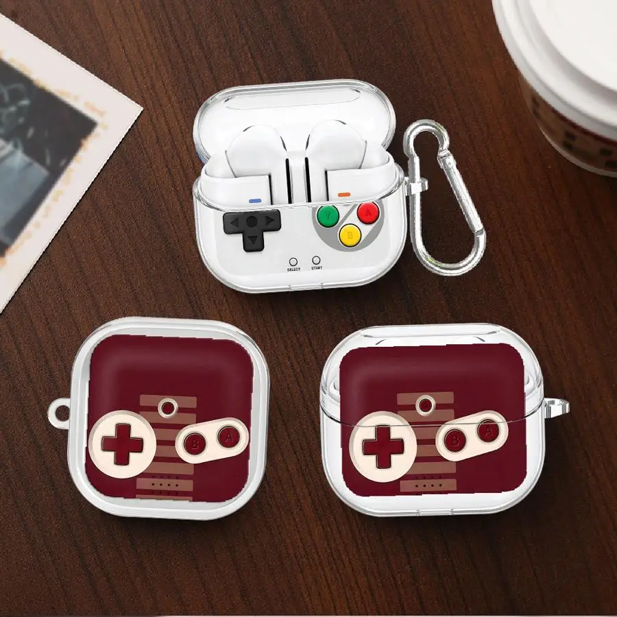 Game Console Graphics Clear Earphone Cases Cover With Hook Case For Redmi Galaxy Buds 8 Lite 6Active 5 7 8Active 6 Pro