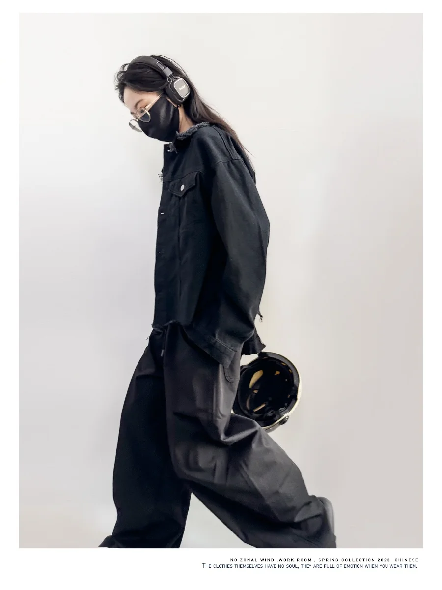 

Американская ретро-куртка из хлопкового денима свободного кроя, универсальная, для весны и осени, модная верхняя одежда ручной работы с эффектом потертости