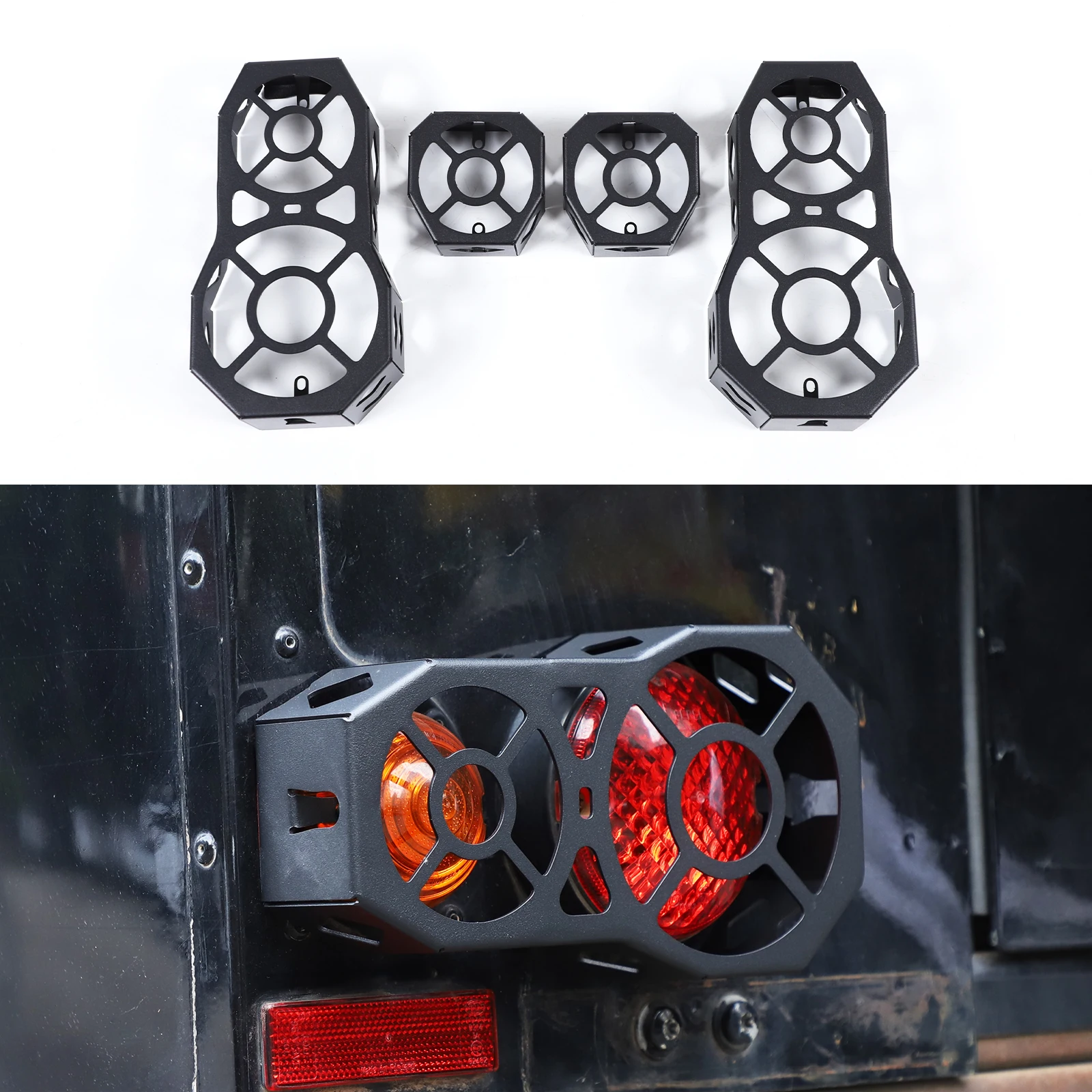 

For Land Rover Defender 2004-2018 Automotive Modification Parts Automotive Tail Light Protective Mesh Cover Carbon Steel