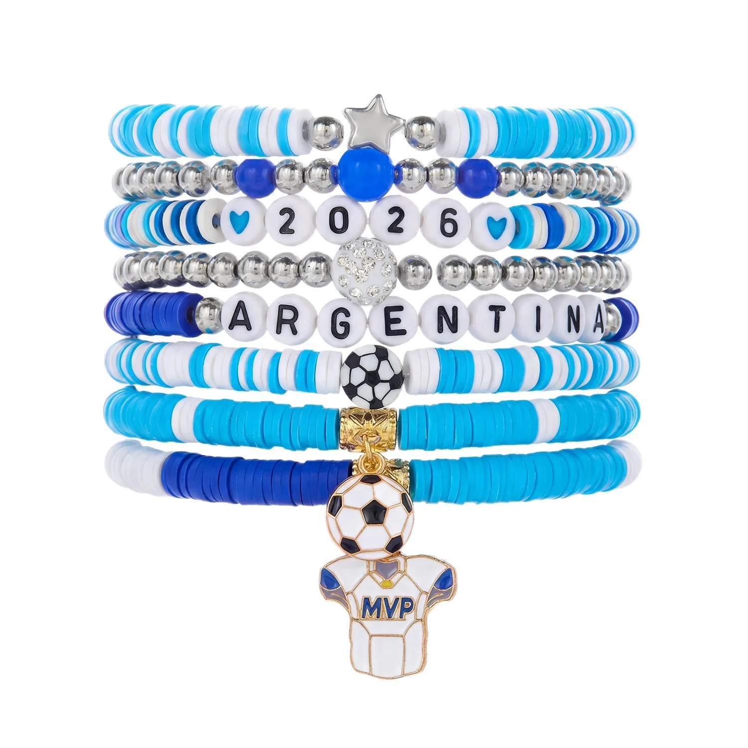 2026 New Soccer Bracelet National Flag Bracelet 7pcs/8pcs Set Game Day Essentials Soccer Fan Supplies