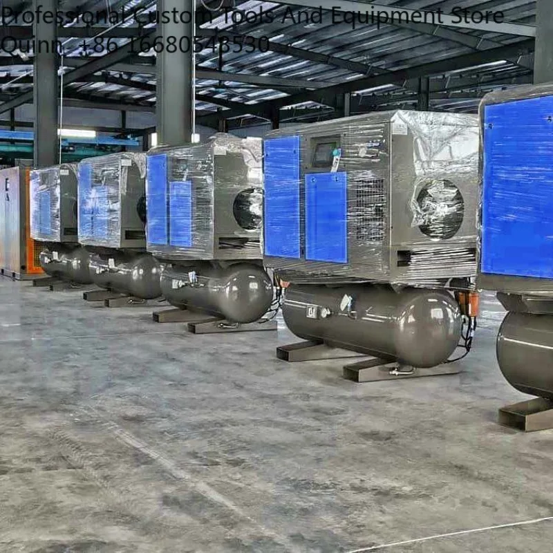 GCZAKF 10hp 7.5kw Integrated Screw Air Compressor Tan Mounted With 400l Air Tank and Dryer