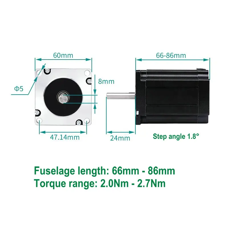 2Nm/2.7Nm 24V 60 Step Motor Small Hybrid Two Phase Printer Motor Motor High Speed Silent Driver Set
