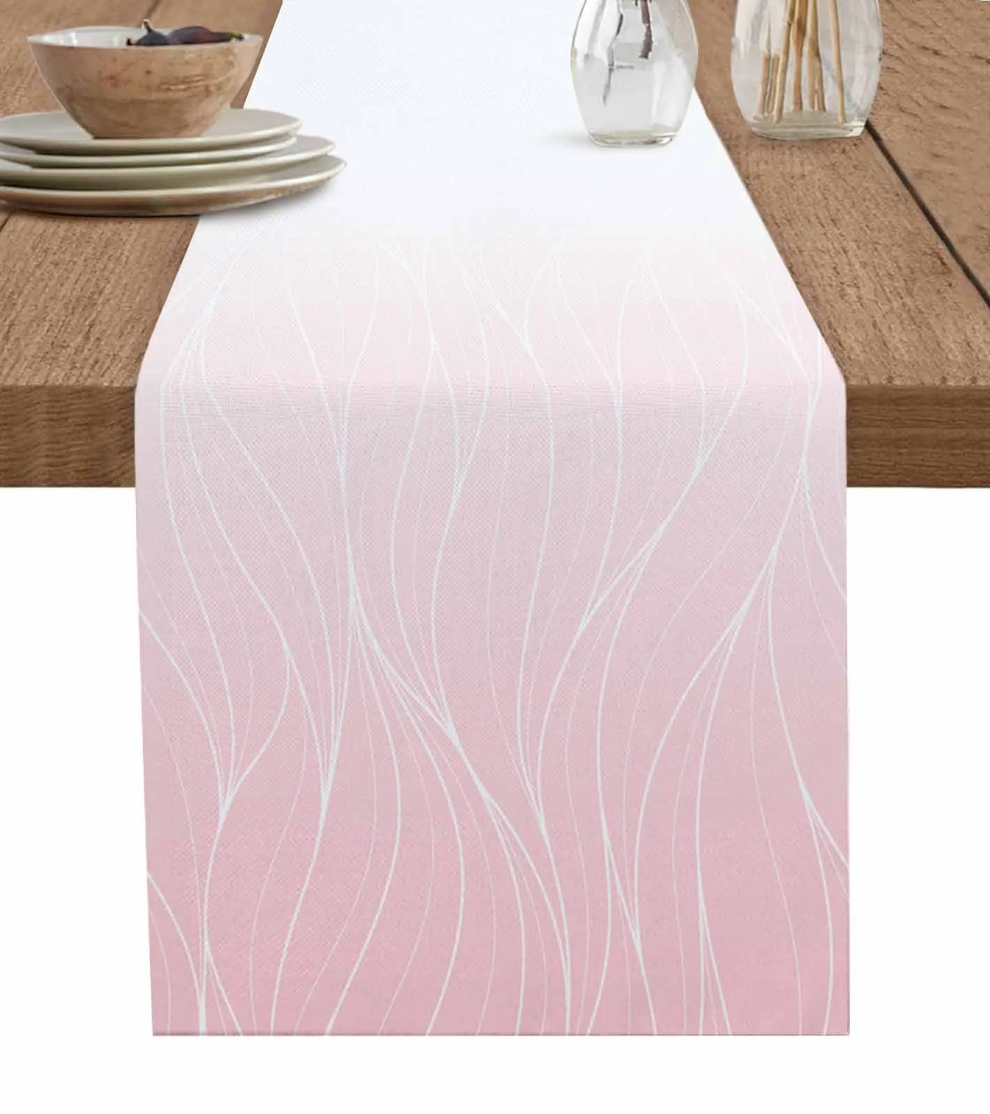 

Pink Gradient Line Texture Table Runner Decoration Home Decor Dinner Table Decoration Table Decor