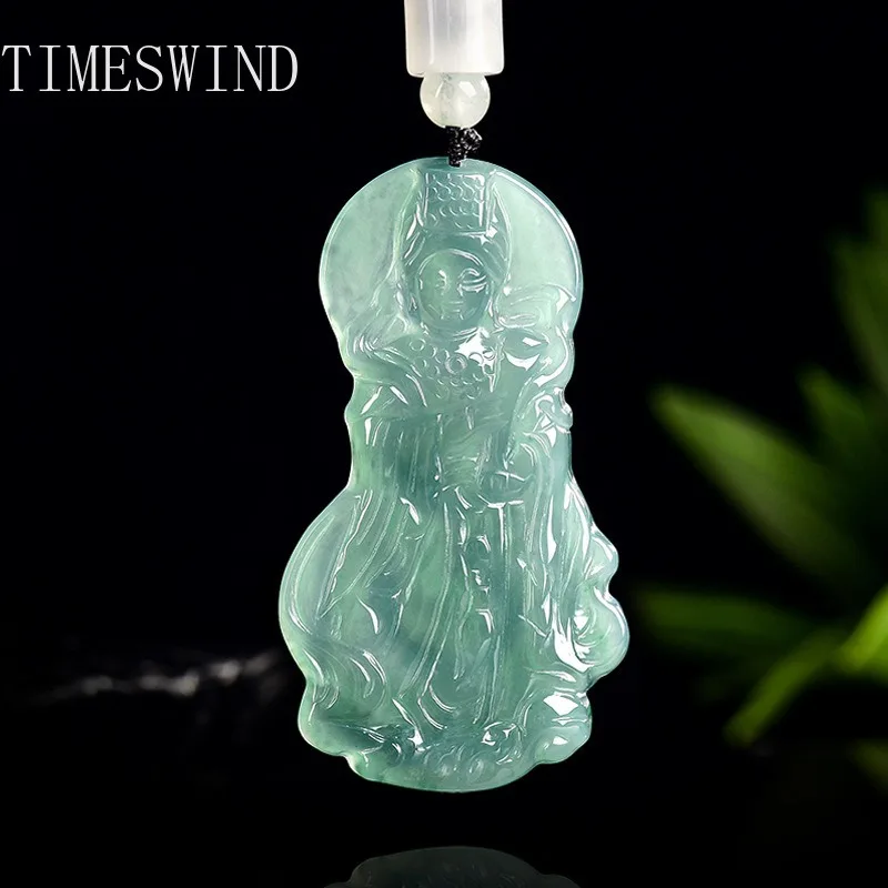 

TIMESWIND Natural A-type Jade Green Original Mazu Pendant Blessing Men Necklace with Certificate