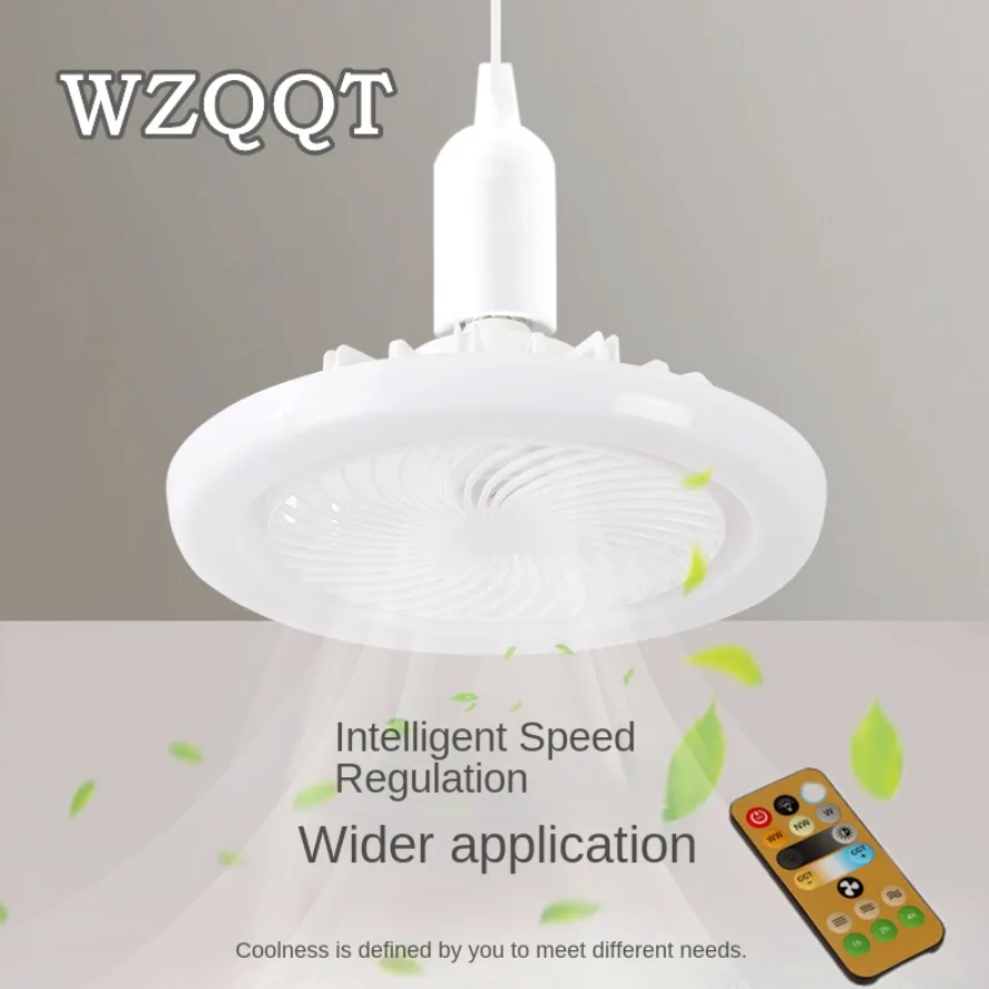 Intelligence Silent Ceiling Fan with Lighting Lamp Electric Fan E27 Converter Base with Remote Control for Bedroom AC85V-265V