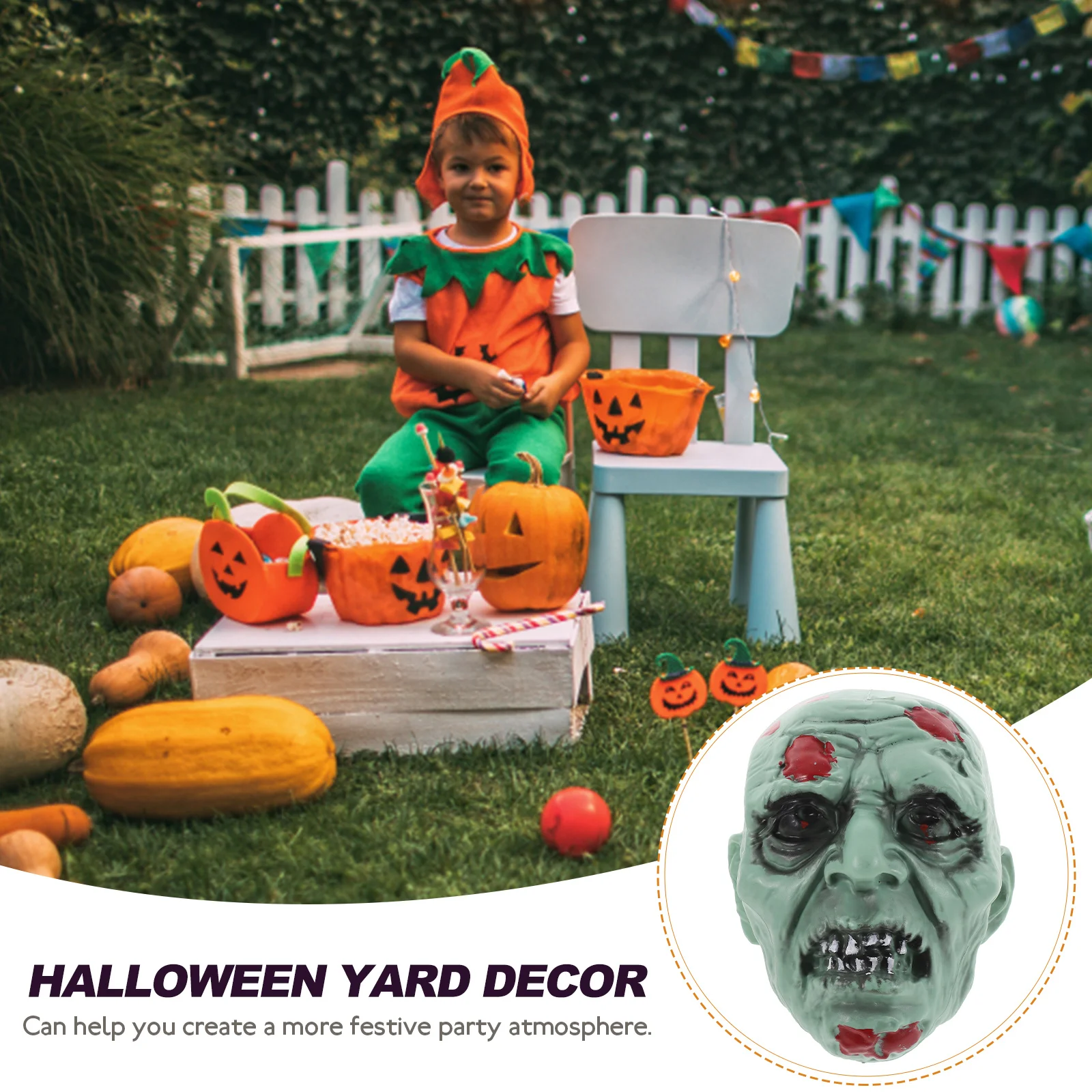 

Realistic Horror Face Halloween Lawn Decorations Garden Insert Ornaments for Spooky Atmosphere