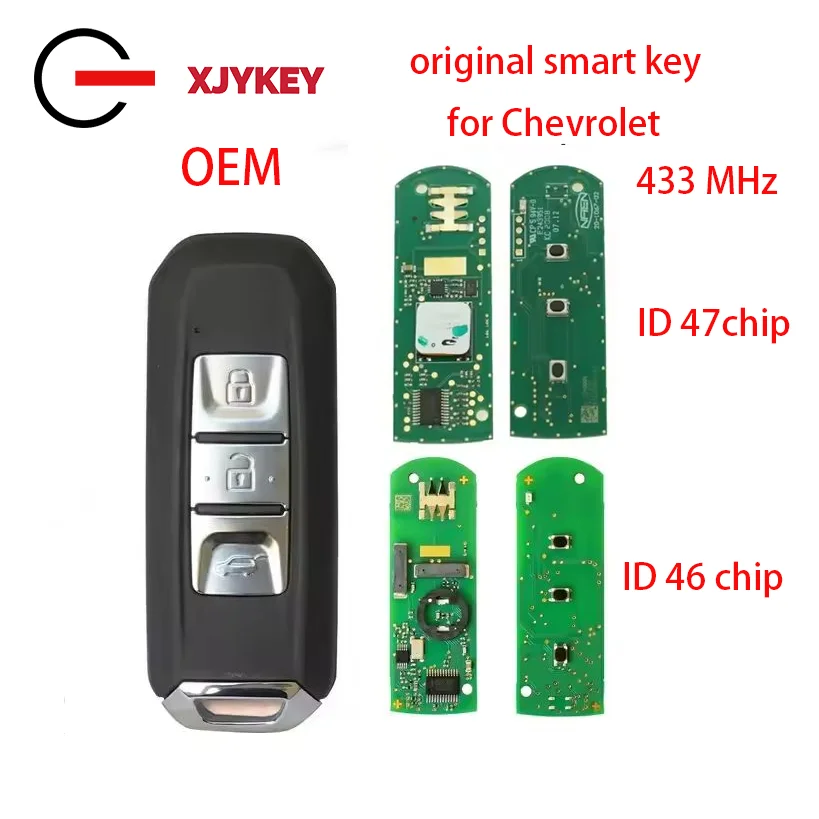 XJY OEM Smart Key 3 Buttons 433mhz ID46 /47 Chip for 2021-2022 Chevrolet Captiva Turbo 2023 Chevy Groove Blazer Enjoy Optra Hect
