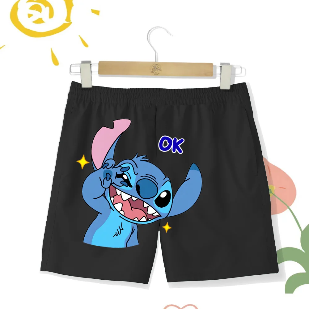 Outdoor Summer Children's Beach Pants Boys Cartoon 2D Printed Stitch Comfortable and Breathable Shorts Multi color Durable