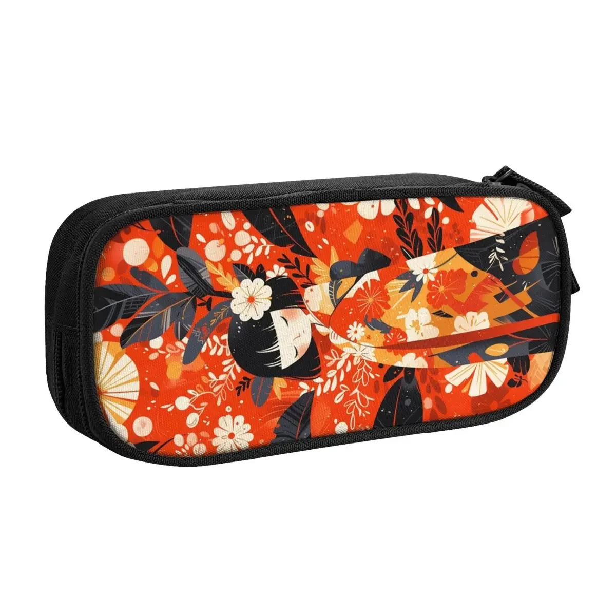 Custom Sakura Japanese Girl Kokeshi Doll Pencil Cases for Girls Boys Large Storage Pen Box Bag School Accessories