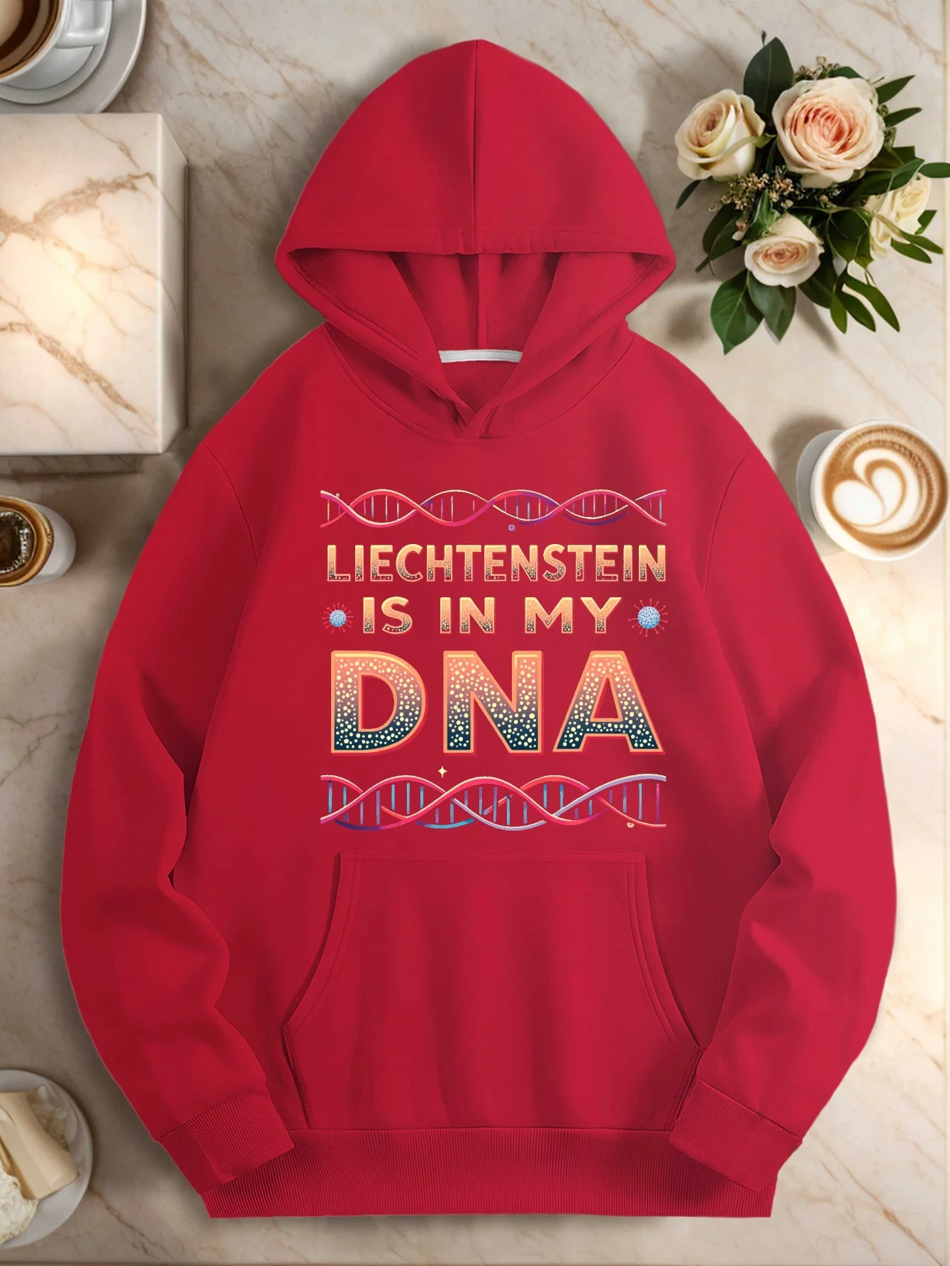 

Liechtenstein Is In My Dna Women's Plus Size Hoodie - Black Geometric Print Casual Pullover with Pockets, 100% Polyester Machine