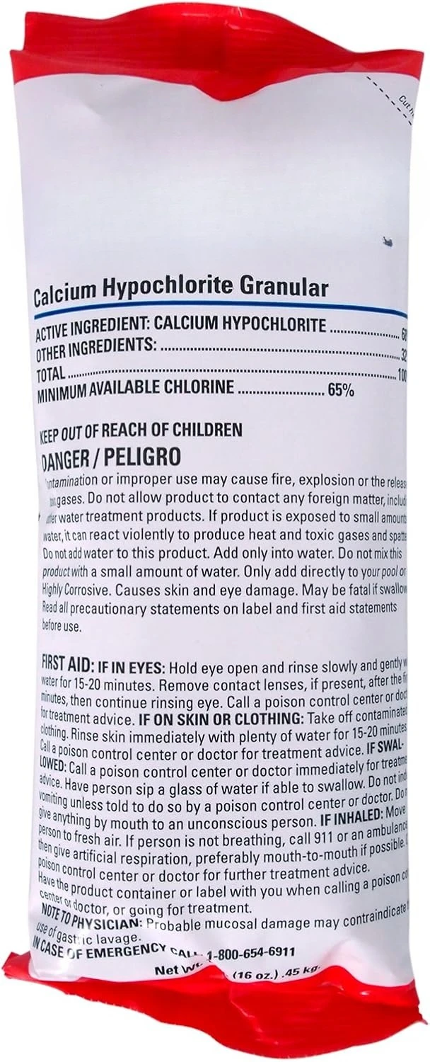 1-1901-24 Tratamiento de choque de cloro hipoclorito de calcio para piscinas, 1 libra, paquete de 24