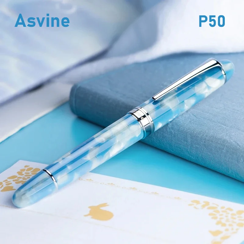 Asvine P50 Piston Fountain Pen Luxury Elegant Acrylic Bock EF/F/M Nib Calligraphy Pen Office School Writing Supplies Stationery