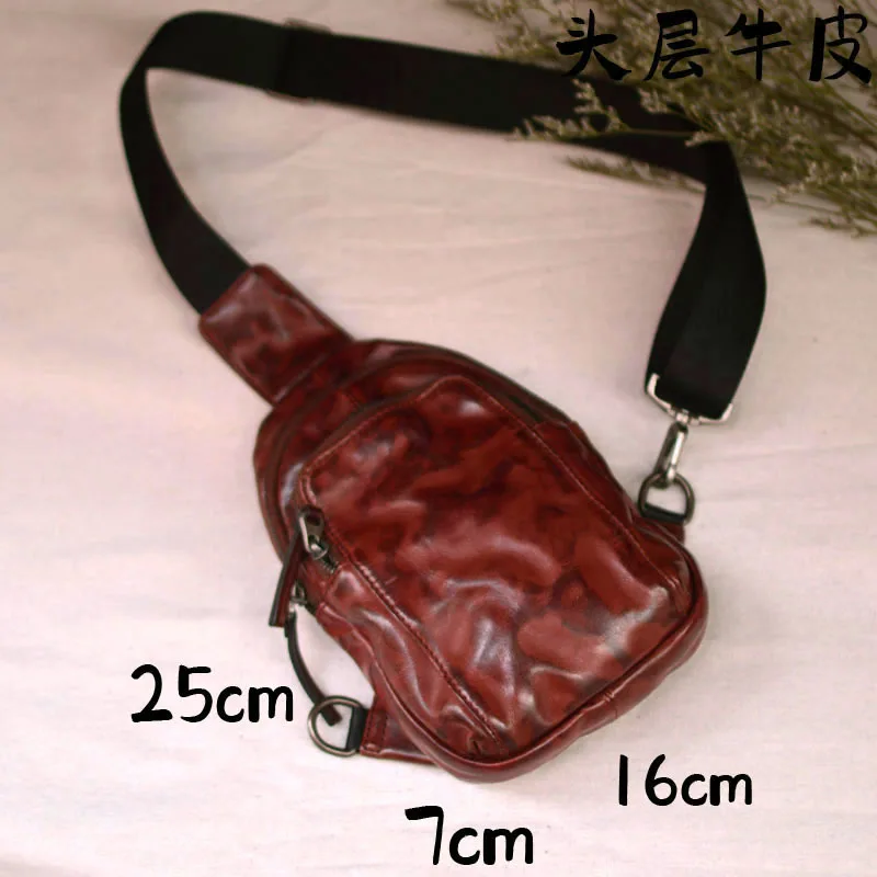 

AETOO Leather men's chest top layer plant tanned cow leather crossbody single shoulder retro fashion casual all-fit cycling back