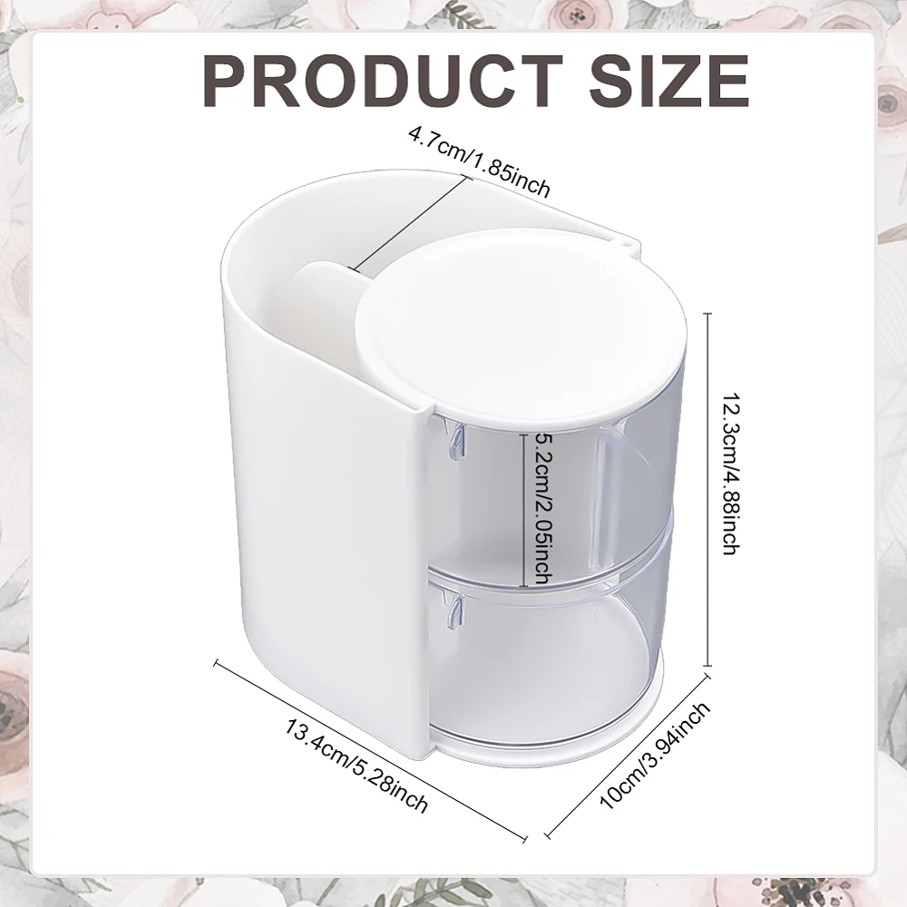 2-Layers Plastic Makeup Puff Storage Box Rotating Cosmetic Storage Organizer Clear Hair Organizer Hair Brushes Holder Jewelry