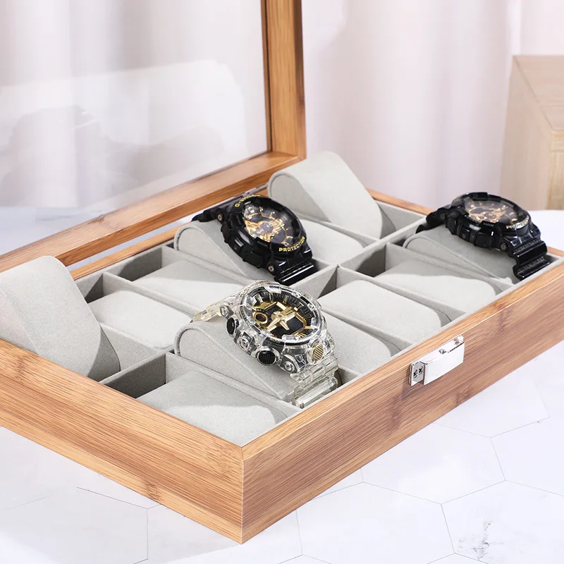 2024 Newest Hand Made Eco-Friendly Chinese Style 3/6/10/12 Slots Watch Box Made In Bamboo Watch Storage Case For Gifts